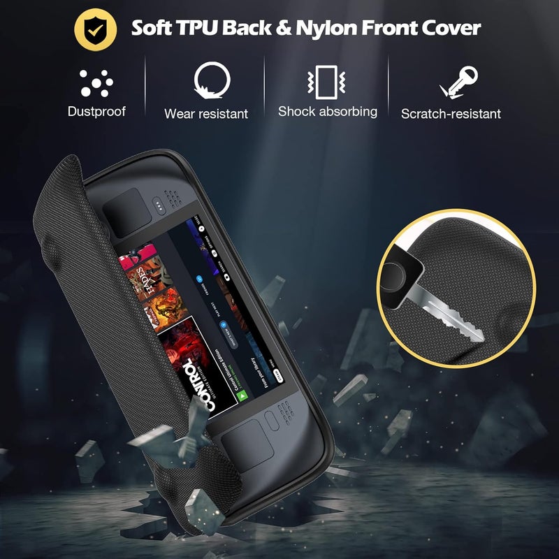 Procase Upgraded Flip Case for Steam Deck OLED/LCD (2023&2021) with Front Cover, Protective Case with Magnetically Detachable Front Shell Cover for Steam Deck Console & Accessories -Black | Upgraded, with Front Cover, 2023, Front Shell Cover, Accessories - Image 3